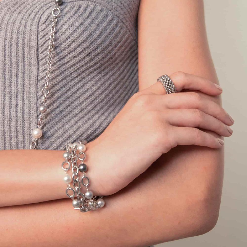 Unoaerre Unoaerre Bracciale In Argento Con Perle Bianche E Nere | UNOAERRE Gioielli