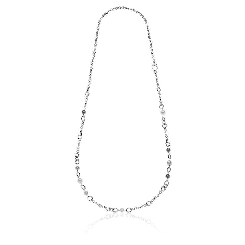Unoaerre Unoaerre Collana lunga in argento con perle nere | UNOAERRE Gioielli