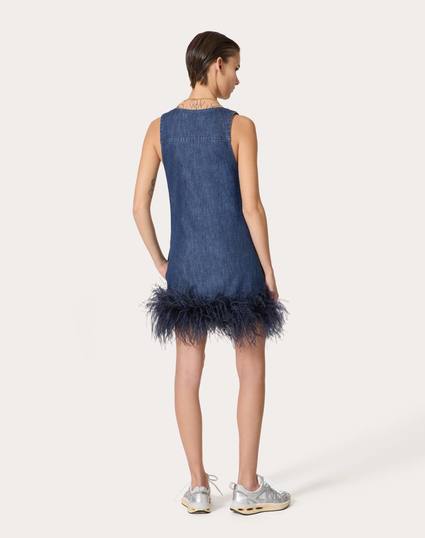 Valentino Handbags Abito Corto In Chambray Denim Per Donna In Denim | Valentino IT