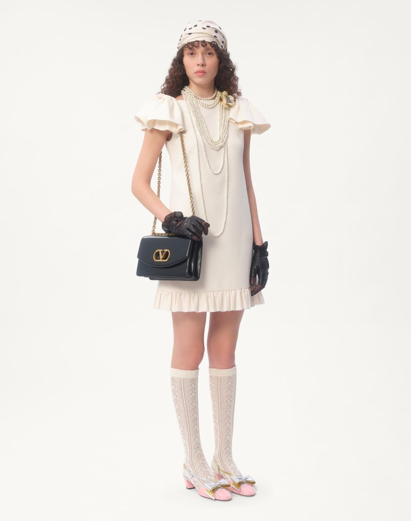 Valentino Handbags Abito Corto In Crepe Couture Per Donna In Avorio | Valentino IT