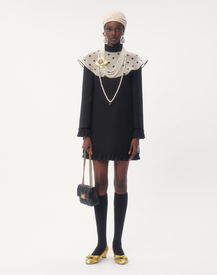 Valentino Handbags Abito Corto In Crepe Couture Per Donna In Nero/avorio | Valentino IT