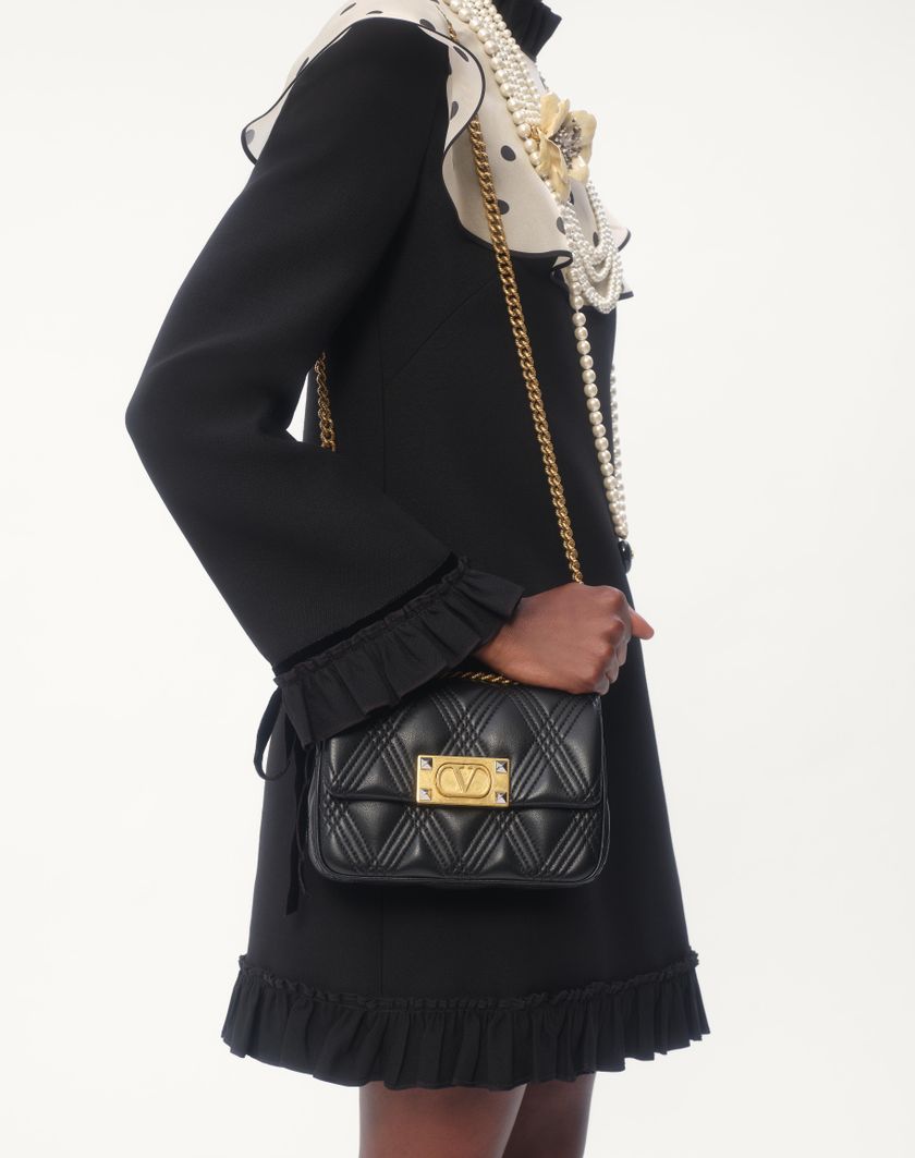 Valentino Handbags Abito Corto In Crepe Couture Per Donna In Nero/avorio | Valentino IT