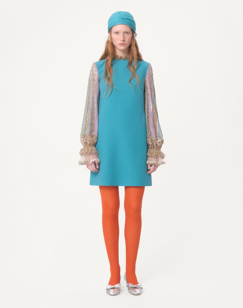 Valentino Handbags Abito Corto In Crepe Couture Ricamato Per Donna In Multicolor | Valentino IT