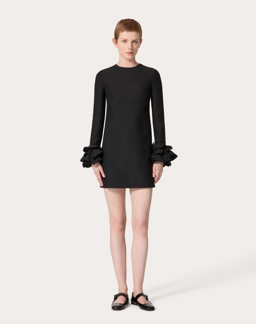 Valentino Handbags Abito Corto In Crepe Couture Ricamato Per Donna In Nero | Valentino IT