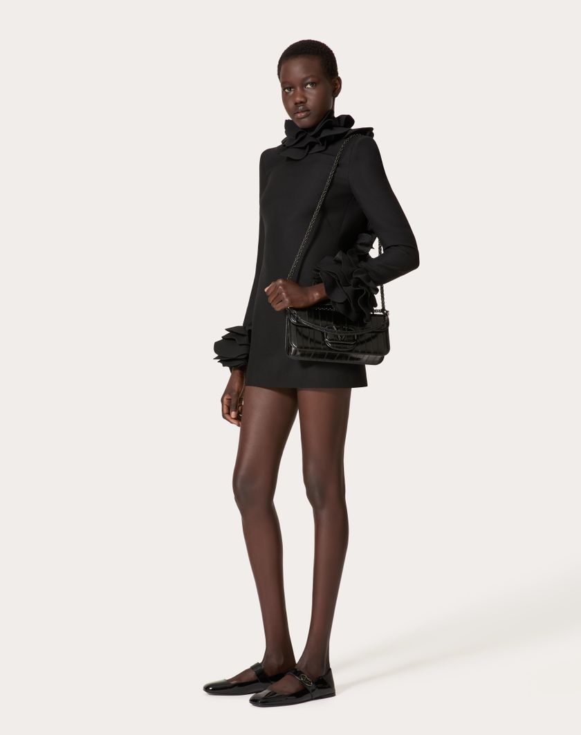 Valentino Handbags Abito Corto In Crepe Couture Ricamato Per Donna In Nero | Valentino IT