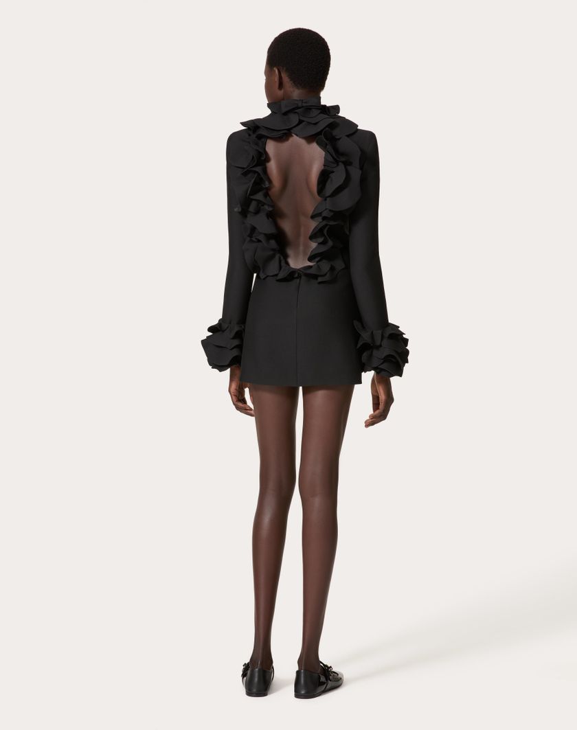 Valentino Handbags Abito Corto In Crepe Couture Ricamato Per Donna In Nero | Valentino IT