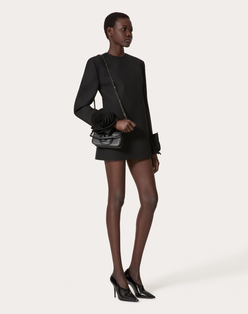 Valentino Handbags Abito Corto In Double Compact Drill Per Donna In Nero | Valentino IT