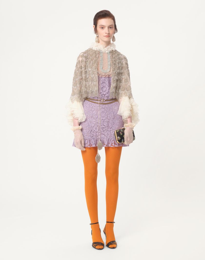 Valentino Handbags Abito Corto In Heavy Lace Ricamato Per Donna In Multicolor | Valentino IT