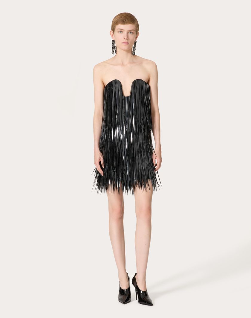 Valentino Handbags Abito Corto In Organza Ricamato Per Donna In Nero | Valentino IT