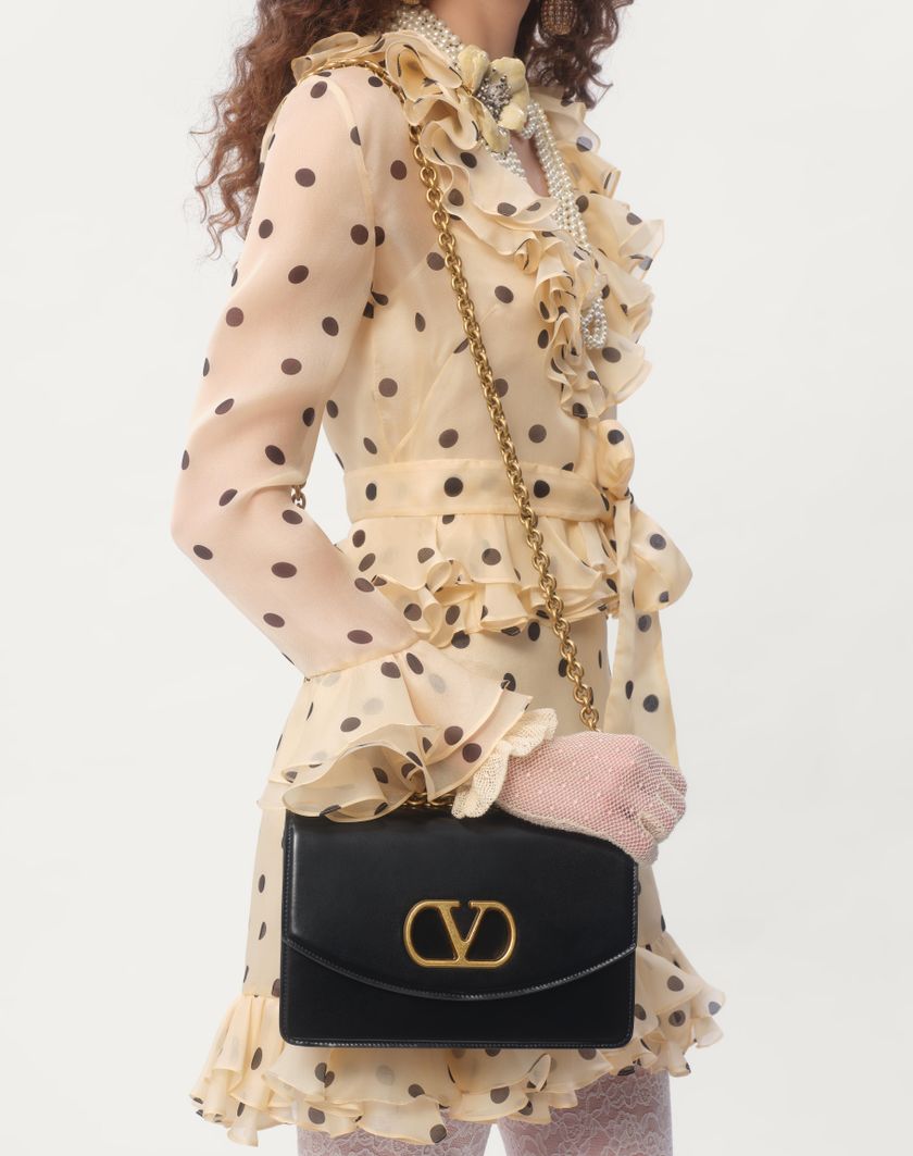 Valentino Handbags Abito Corto In Organza Stampa Pois Spots Per Donna In Avorio/nero | Valentino IT