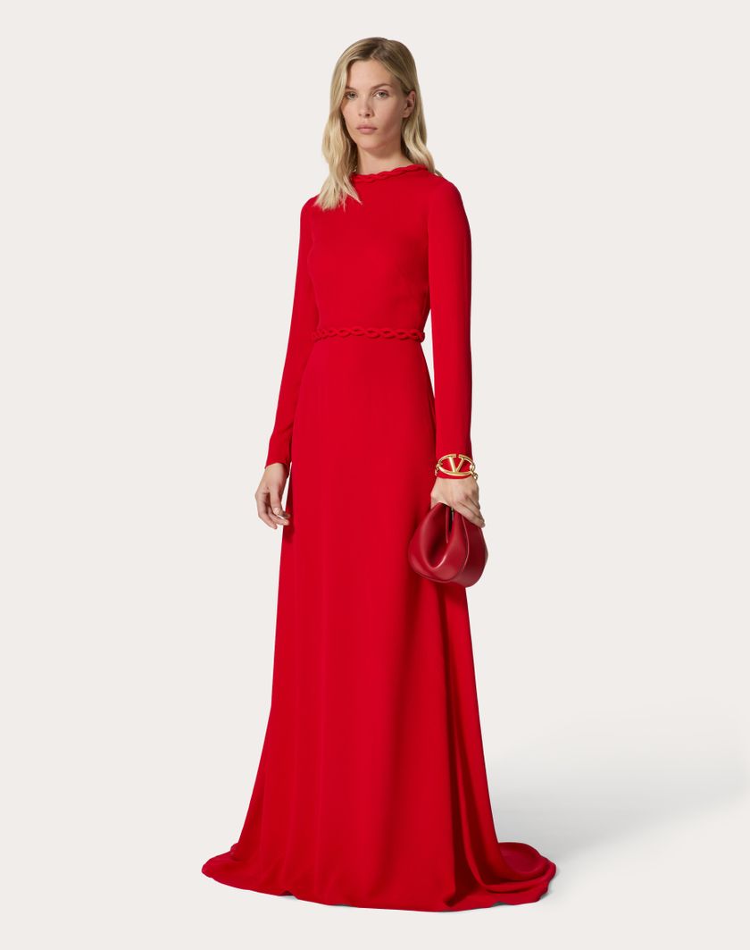 Valentino Handbags Abito Da Sera In Georgette Double Per Donna In Rosso | Valentino IT