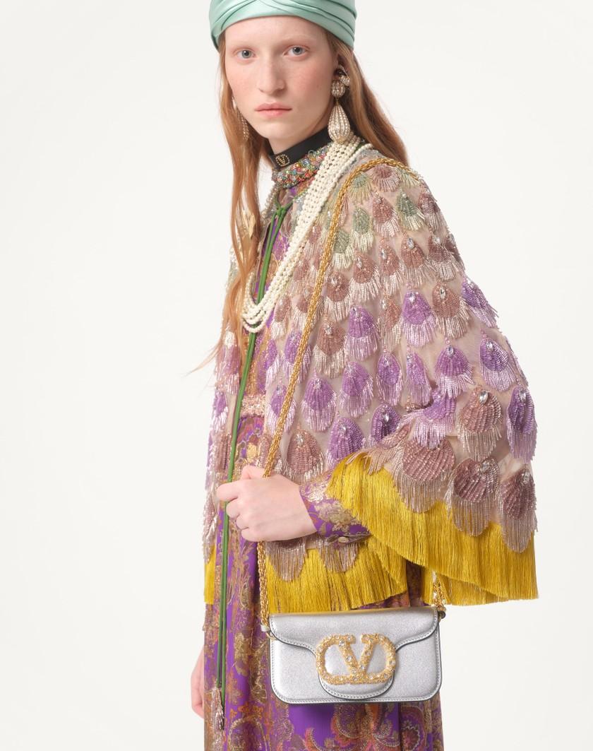 Valentino Handbags Abito Lungo In Fil Coupe' Lame' Cachemire Apres L'hiver Ricamato Per Donna In Multicolor | Valentino IT