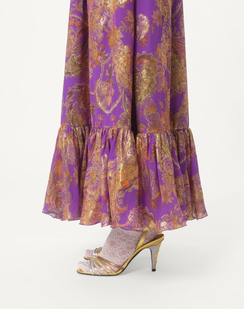 Valentino Handbags Abito Lungo In Fil Coupe' Lame' Cachemire Apres L'hiver Ricamato Per Donna In Multicolor | Valentino IT