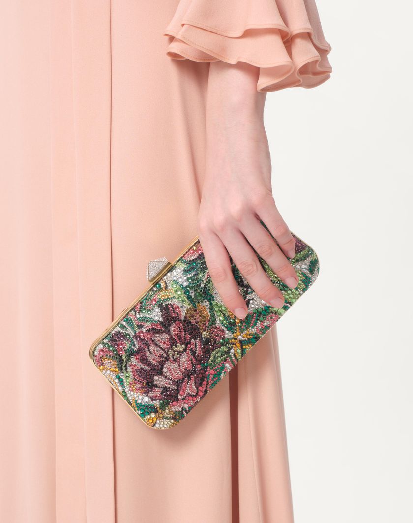 Valentino Handbags Abito Lungo In Georgette Ricamato Per Donna In Rose Mist | Valentino IT