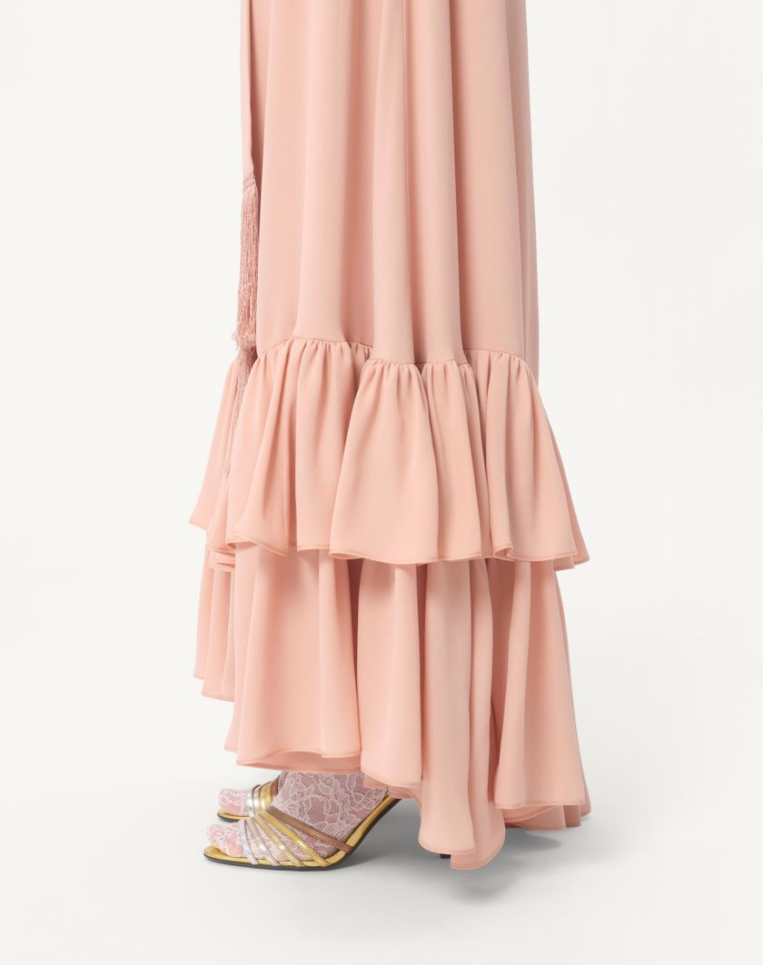 Valentino Handbags Abito Lungo In Georgette Ricamato Per Donna In Rose Mist | Valentino IT