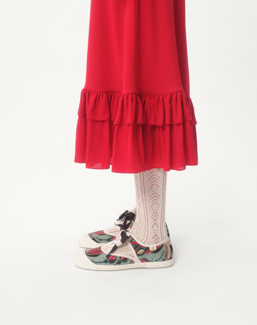 Valentino Handbags Abito Midi In Georgette Per Donna In Rosso | Valentino IT