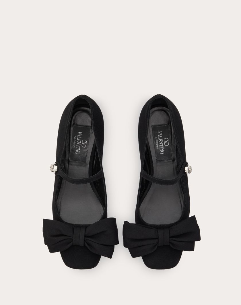 Valentino Handbags Ballerina Mary-jane Valentino Garavani Bowjane In Tessuto Crepe 20mm Per Donna In Nero | Valentino IT