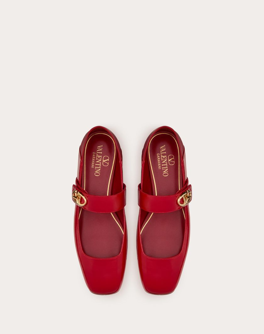 Valentino Handbags Ballerina Mary-jane Vlogo Locker In Naplack Per Donna In Rosso V. | Valentino IT