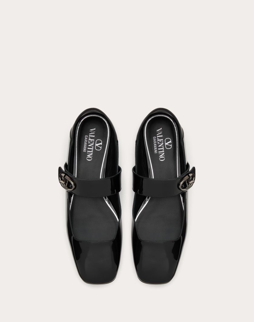 Valentino Handbags Ballerina Mary-jane Vlogo Locker In Vernice Per Donna In Nero | Valentino IT