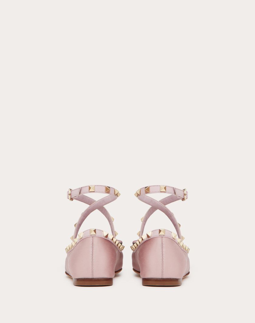 Valentino Handbags Ballerina Rockstud In Raso Per Donna In Rose Cannelle | Valentino IT