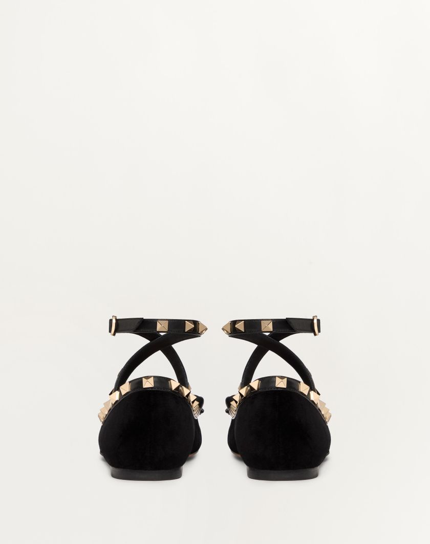 Valentino Handbags Ballerina Rockstud In Velluto Per Donna In Nero | Valentino IT