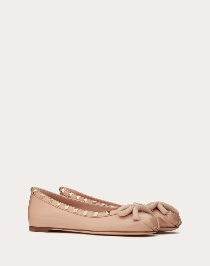 Valentino Handbags Ballerina Rockstud In Vernice Per Donna In Rose Cannelle | Valentino IT