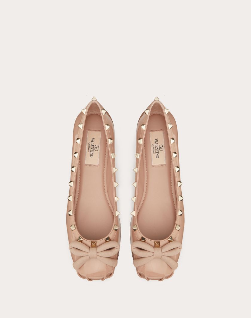 Valentino Handbags Ballerina Rockstud In Vernice Per Donna In Rose Cannelle | Valentino IT