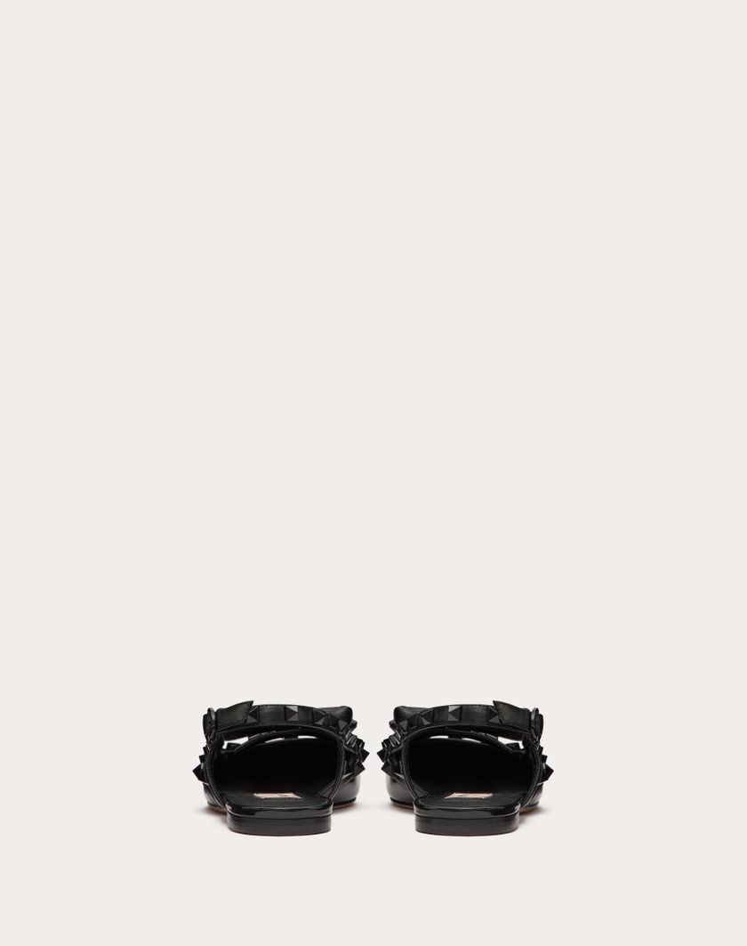 Valentino Handbags Ballerina Slingback Rockstud Bow In Vernice E Borchie In Tono Per Donna In Nero | Valentino IT