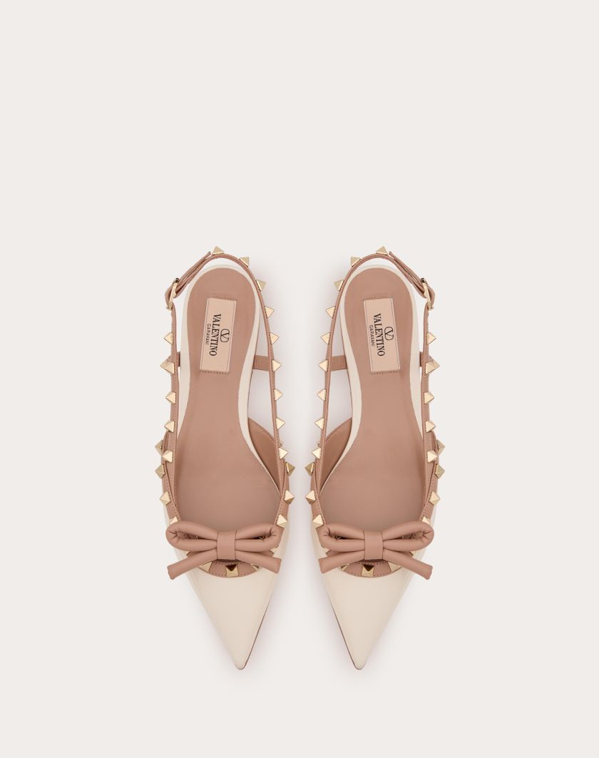 Valentino Handbags Ballerina Slingback Rockstud Bow In Vernice Per Donna In Rose Cannelle | Valentino IT