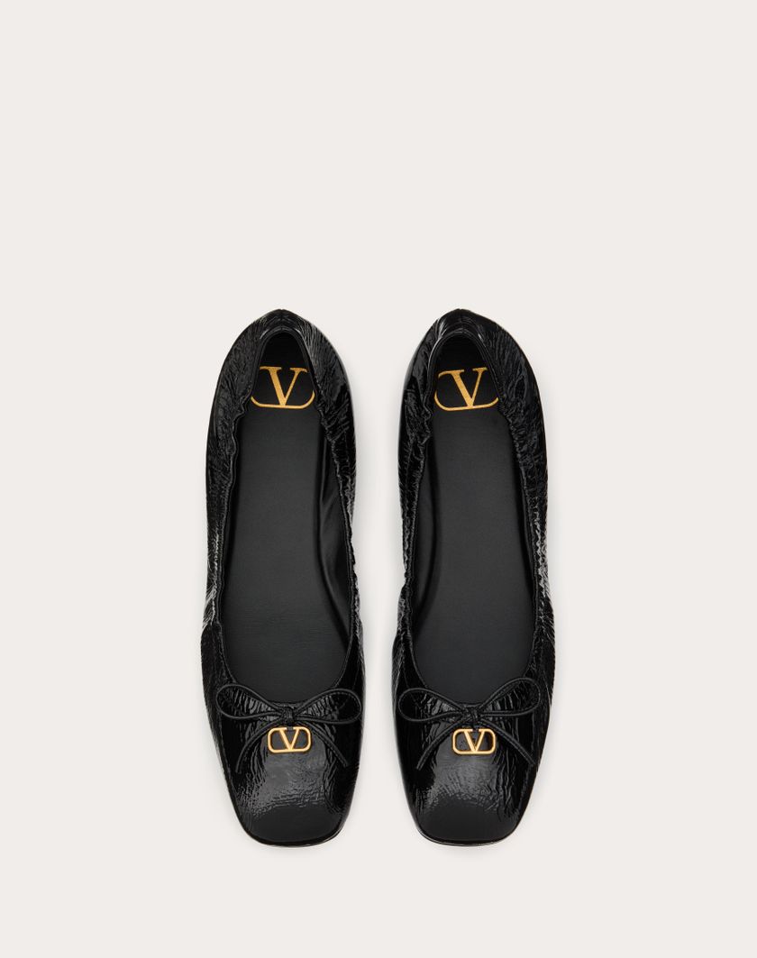 Valentino Handbags Ballerina Vlogo Signature In Vernice Per Donna In Nero | Valentino IT