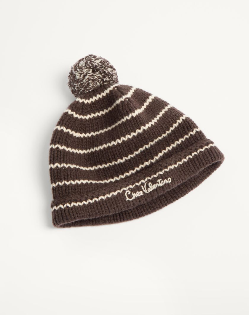 Valentino Handbags Beanie Knitted Chez Valentino In Lana Per Uomo In Testa Di Moro/burro | Valentino IT