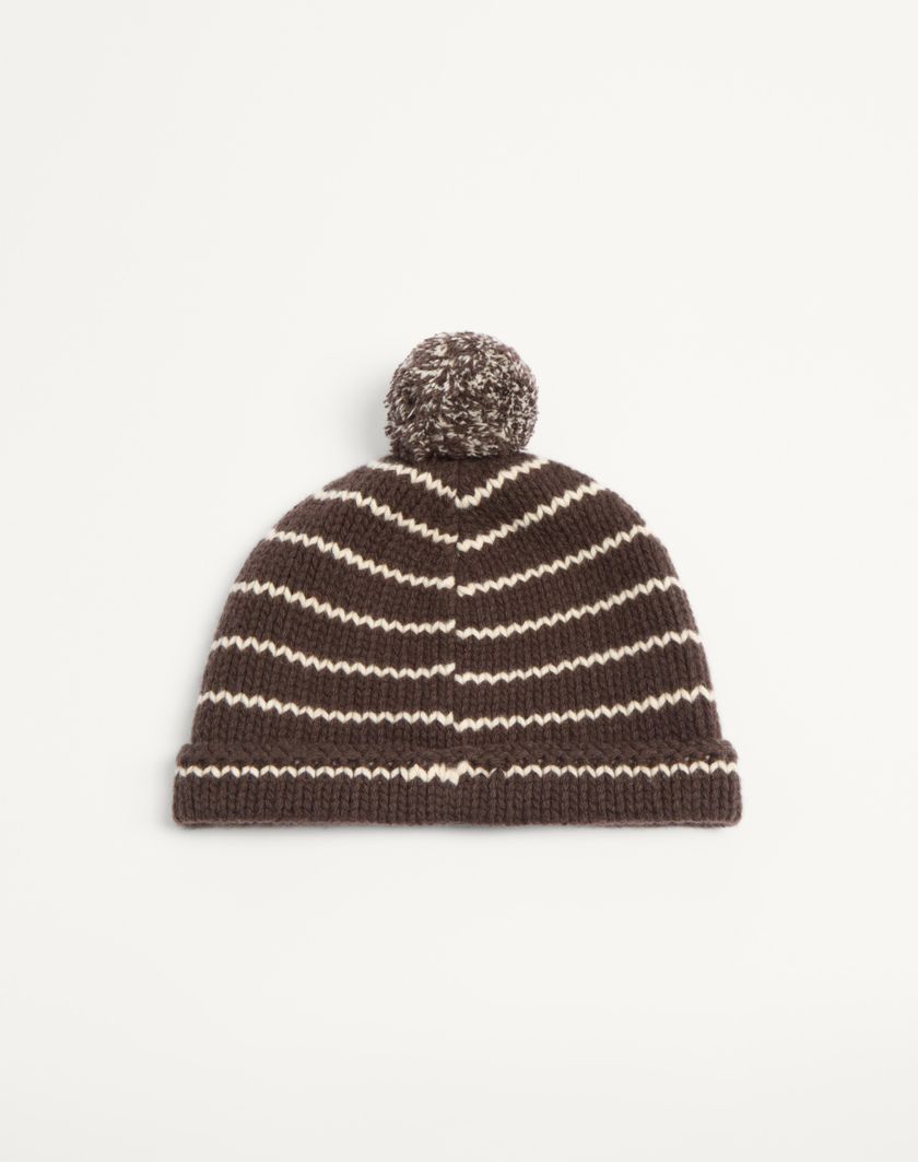 Valentino Handbags Beanie Knitted Chez Valentino In Lana Per Uomo In Testa Di Moro/burro | Valentino IT