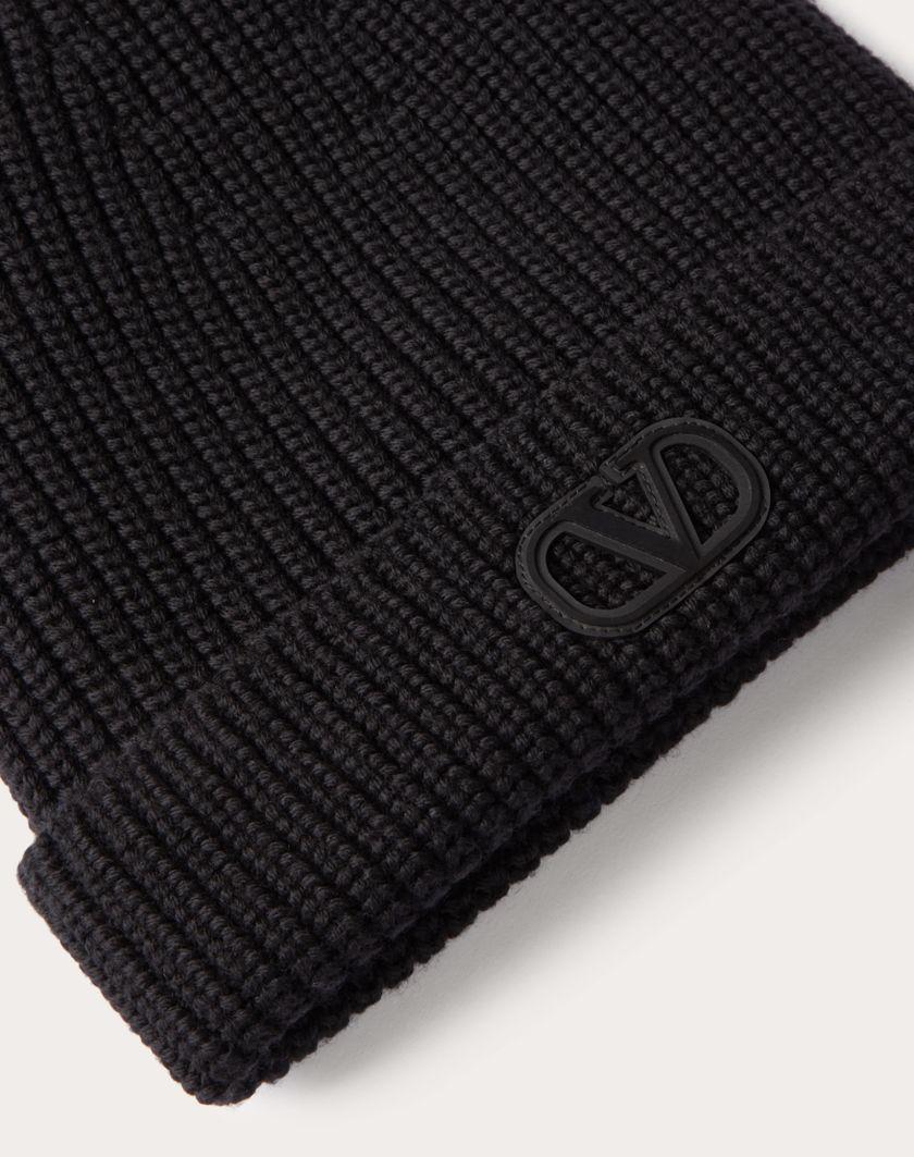 Valentino Handbags Beanie Vlogo Signature In Lana Per Uomo In Nero | Valentino IT