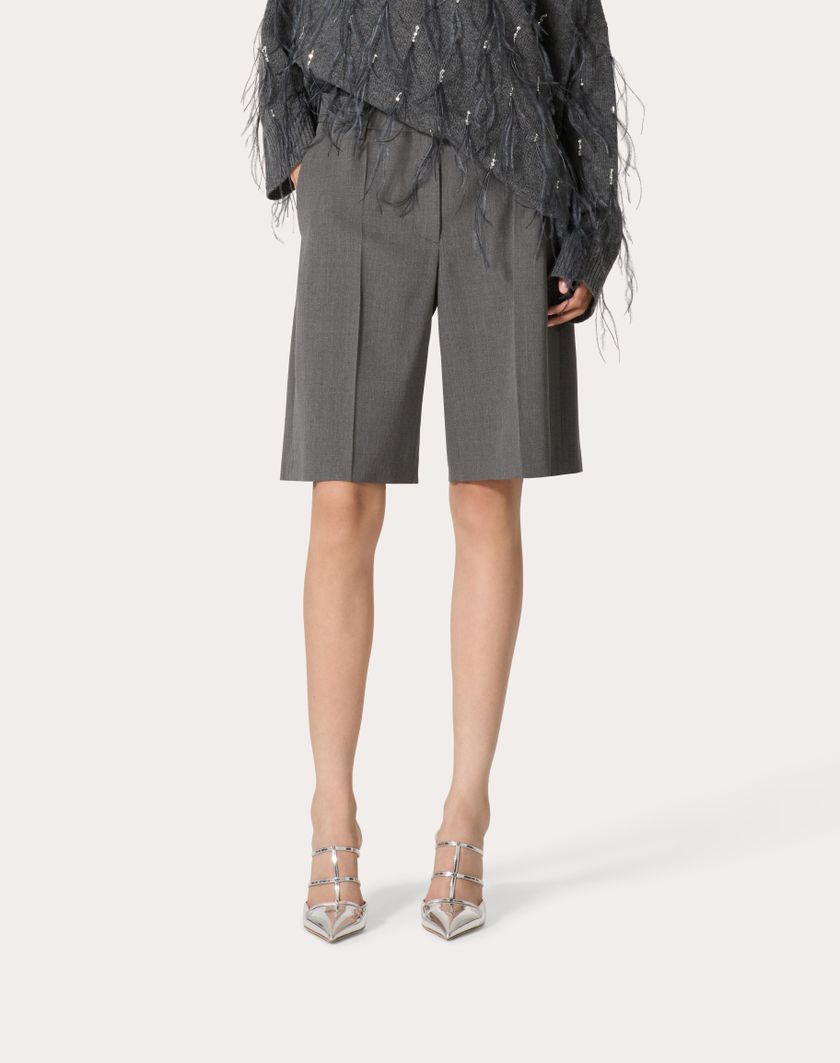 Valentino Handbags Bermuda In Active Gabardine Per Donna In Grigio | Valentino IT