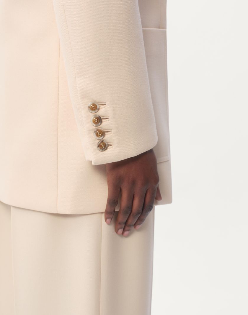 Valentino Handbags Blazer In Diagonal Dry Wool Per Donna In Avorio | Valentino IT