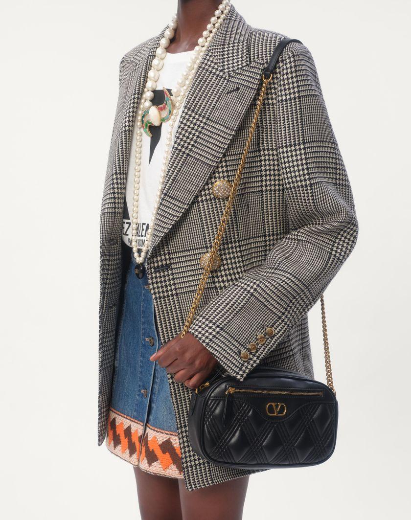 Valentino Handbags Blazer In Pied De Poule Wool Per Donna In Avorio/nero | Valentino IT