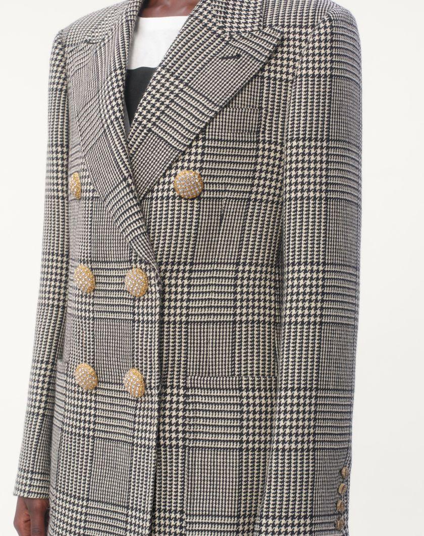 Valentino Handbags Blazer In Pied De Poule Wool Per Donna In Avorio/nero | Valentino IT