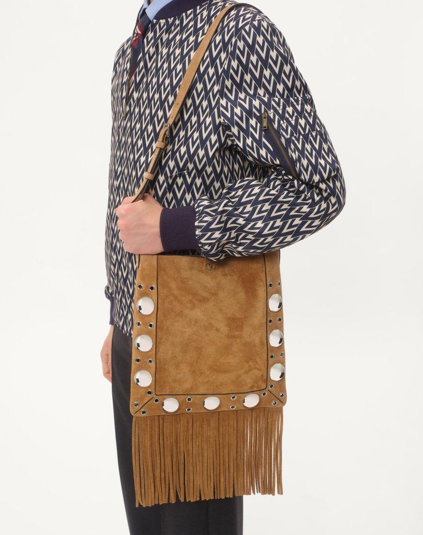 Valentino Handbags Bomber In Nylon Con Stampa Toute La V Per Uomo In Navy/crema | Valentino IT