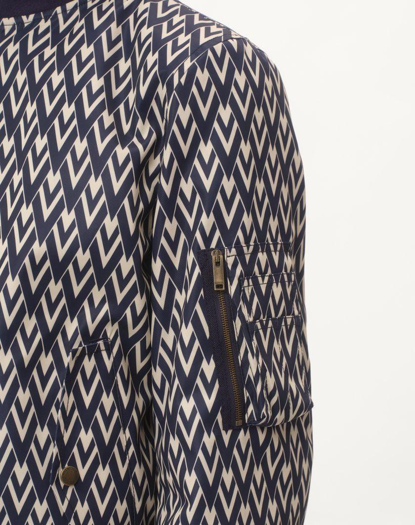 Valentino Handbags Bomber In Nylon Con Stampa Toute La V Per Uomo In Navy/crema | Valentino IT