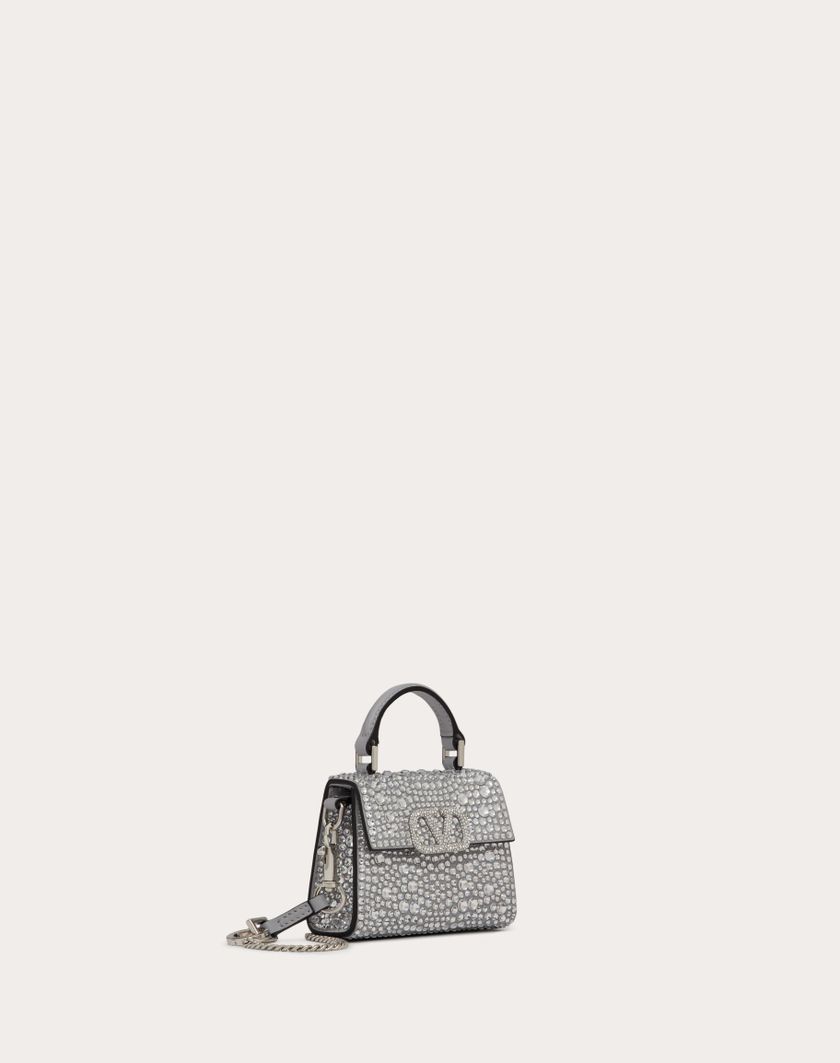 Valentino Handbags Borsa A Mano Micro Vsling Ricamata Per Donna In Grigio/crystal | Valentino IT