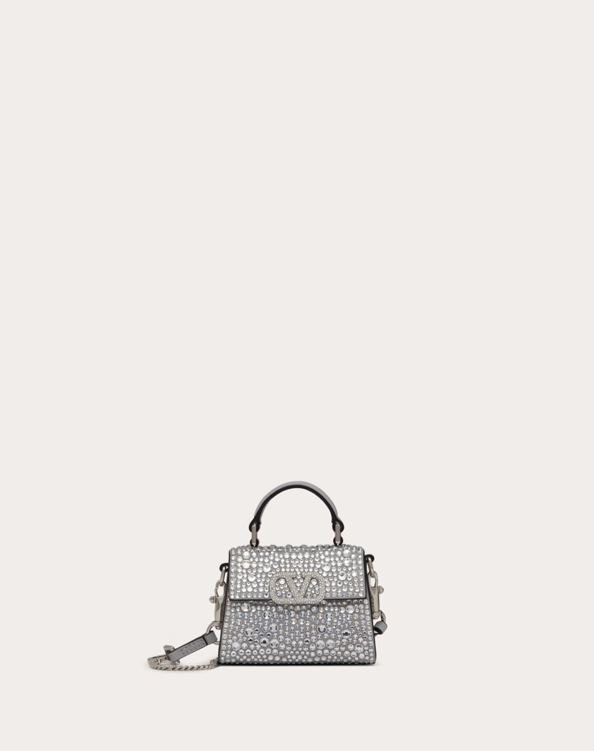 Valentino Handbags Borsa A Mano Micro Vsling Ricamata per Donna in Grigio/crystal | Valentino IT