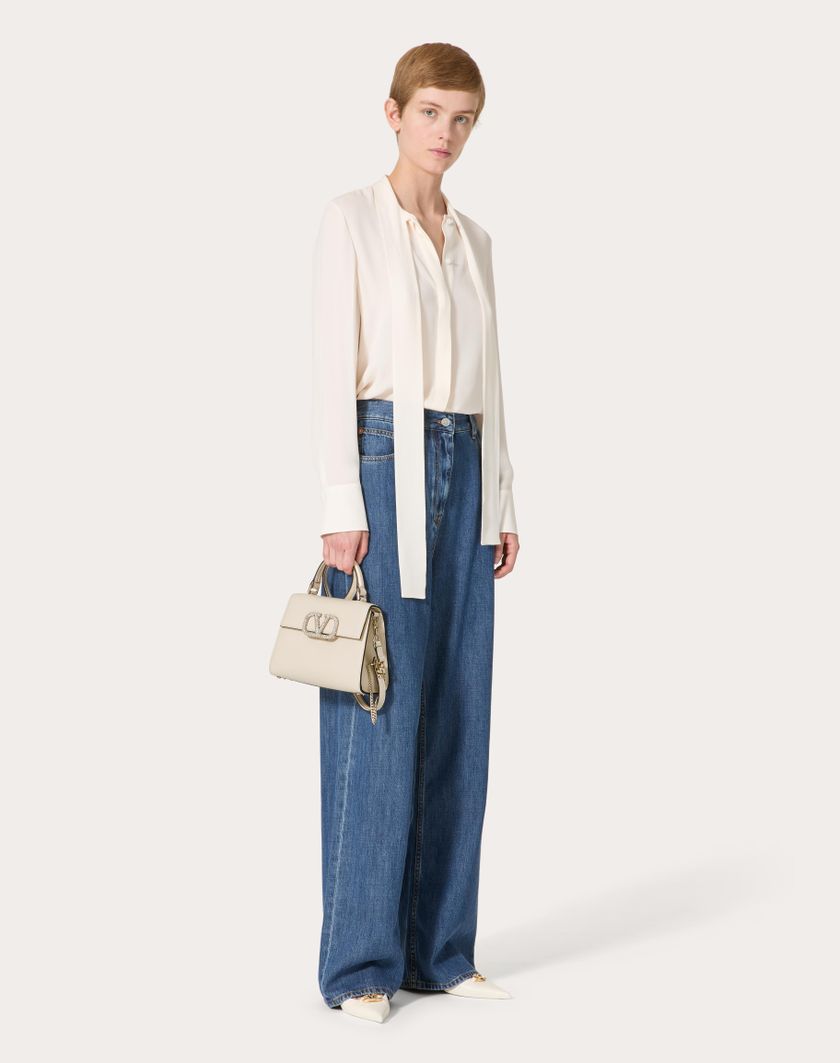 Valentino Handbags Borsa A Mano Piccola Vsling Con Logo Gioiello Per Donna In Light Ivory/crystal | Valentino IT