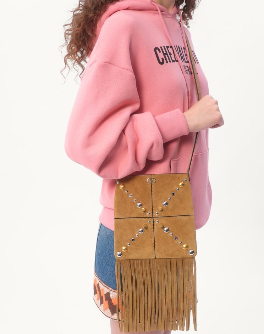 Valentino Handbags Borsa A Spalla Piccola Valentino Garavani Nellcôte In Suede Con Frange Per Donna In Havana Beige | Valentino IT