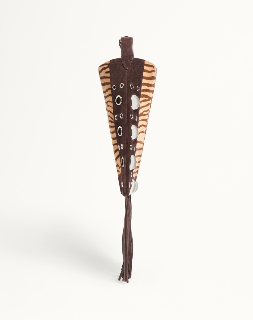 Valentino Handbags Borsa A Spalla Valentino Garavani Nellcôte In Vitello Effetto Pony Animalier Con Frange Per Uomo In Beige/testa Di Moro/oak Brown | Valentino IT