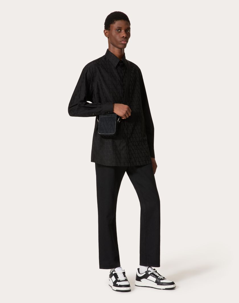 Valentino Handbags Borsa A Tracolla Piccola Black Iconographe In Nylon Per Uomo In Nero | Valentino IT