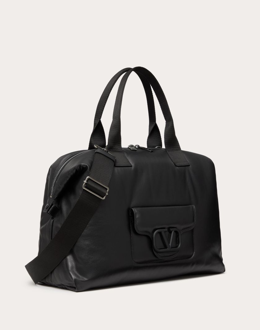Valentino Handbags Borsa Da Viaggio Valentino Garavani Noir In Nappa Per Uomo In Nero | Valentino IT