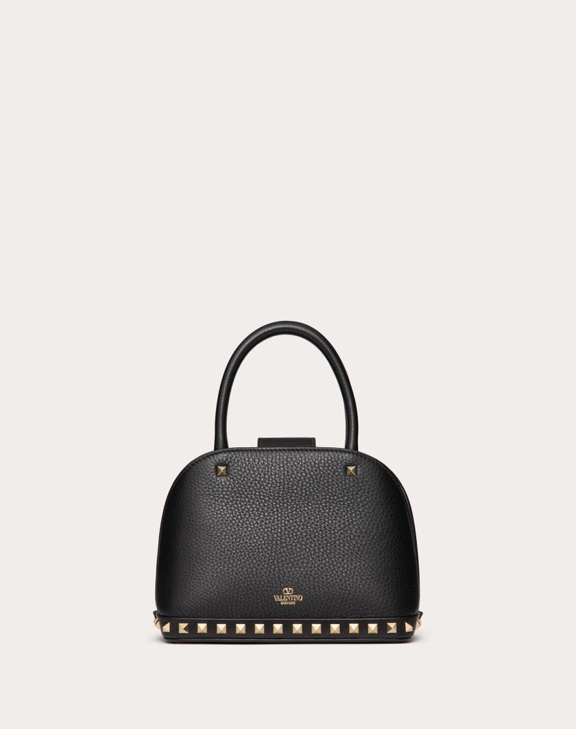 Valentino Handbags Borsa Piccola A Mano Valentino Garavani Rockstud In Vitello Granato Per Donna In Nero | Valentino IT