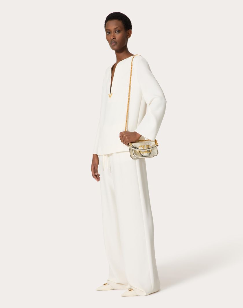 Valentino Handbags Borsa Piccola A Spalla Valentino Garavani Locò In Vitello Metallizzato Per Donna In Platino | Valentino IT