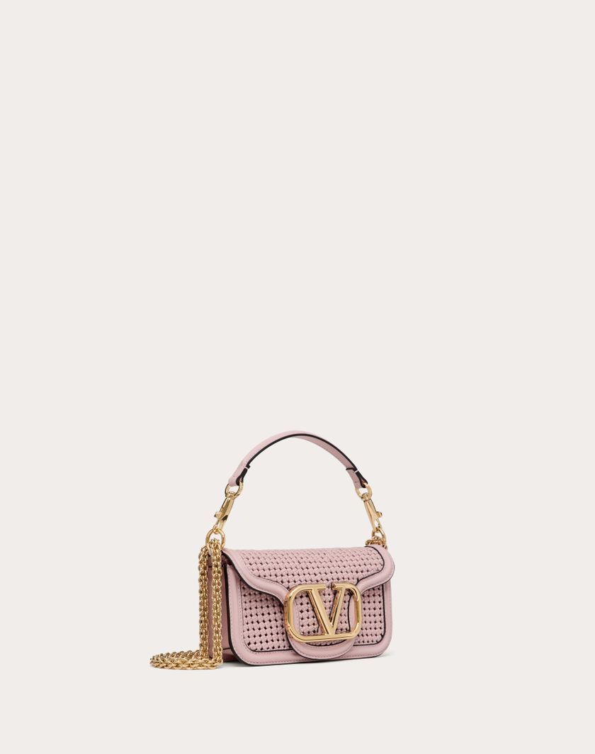 Valentino Handbags Borsa Piccola A Spalla Valentino Garavani Locò In Pelle Intrecciata Per Donna In Rose Quartz | Valentino IT
