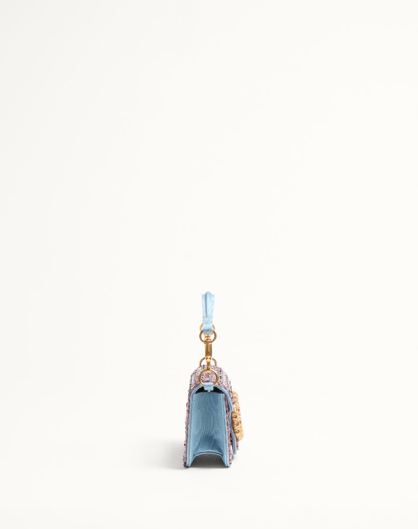 Valentino Handbags Borsa Piccola A Spalla Valentino Garavani Locò Ricamata Con Logo Gioiello Per Donna In Ametista/cloudy Blue | Valentino IT